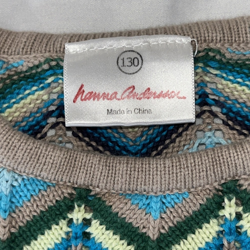 Hannah Andersson Stripe Chevron Boho Sweater Lined Dress 130 8 - Picture 3 of 5